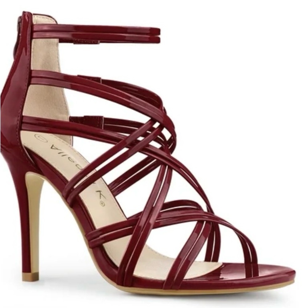 Allegra K Women's Strappy burgundy Heels